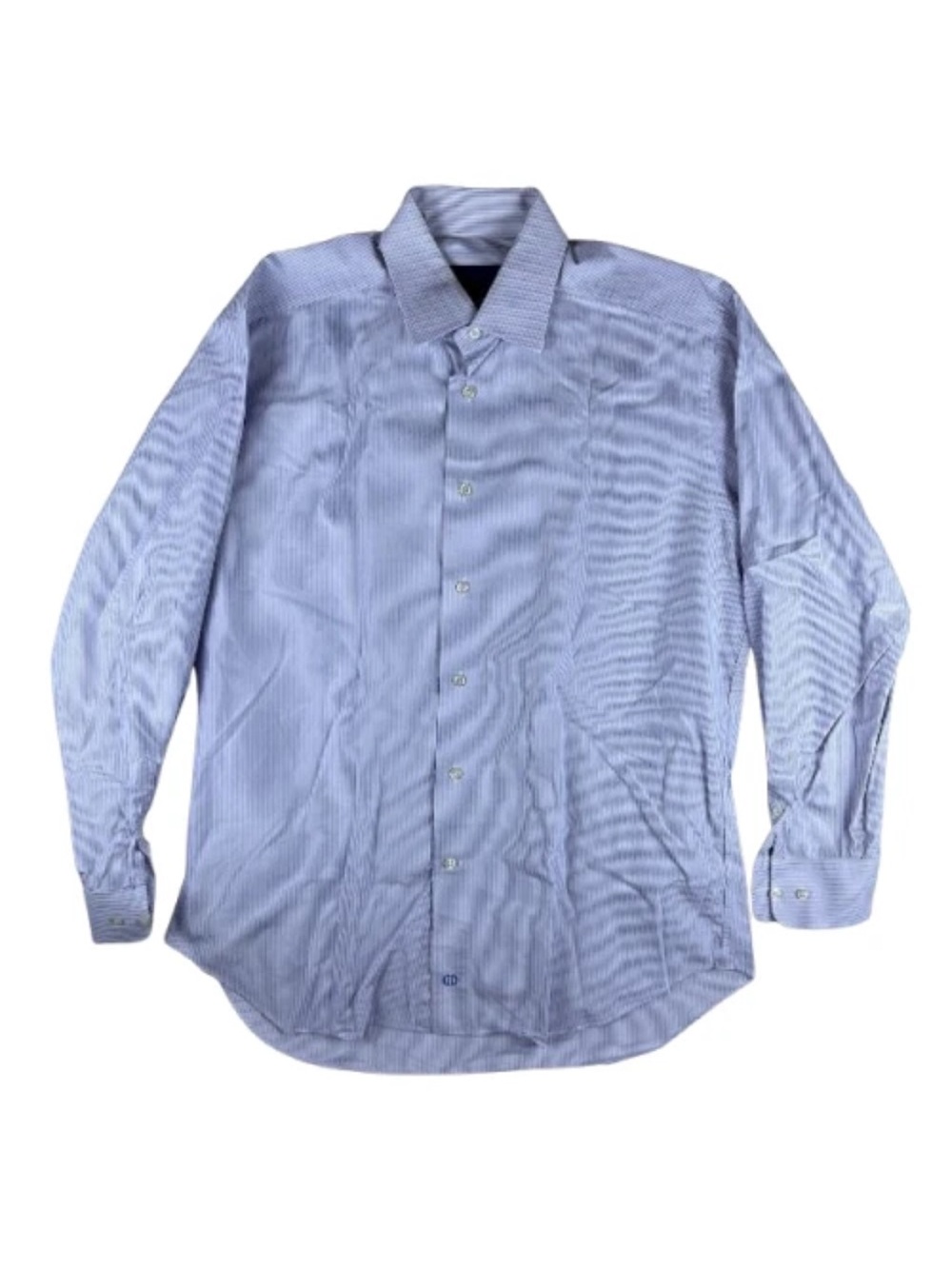 David Donahue Mens 2XL White Blue Lilac Purple Stripe Dress Shirt 16.5 34/35